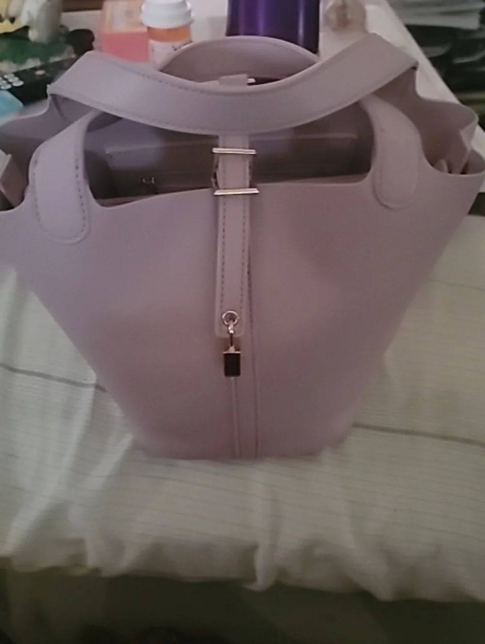 Lavender Top-Handle Bucket Bag - Milano